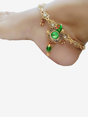 Pihoo Enterprise GREEN TRENDY (ANKLET) - 56 Alloy Anklet(Pack of 2)