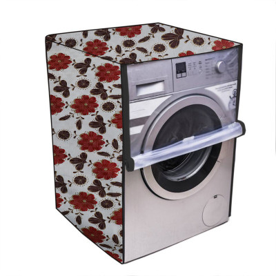 KingMatters Front Loading Washing Machine  Cover(Width: 69 cm, White, Red)
