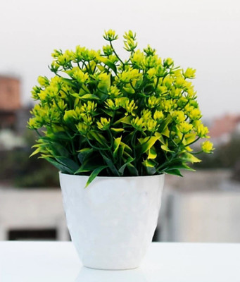 zonezer Bonsai Wild Artificial Plant  with Pot(15 cm, Green)