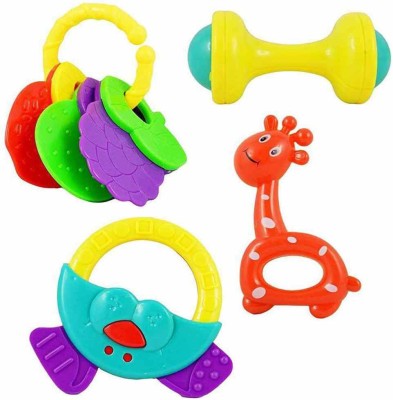 SVE Best Baby Rattle Toys For Kids,Mixed Attractive Lovely Colourful Rattles and Teether For Infants, Babies, Toddlers and Children Set of 4 Pcs Rattle(Multicolor)