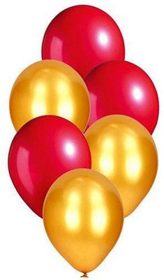 Gift Collection Solid Party Baloons HD Metallic Balloon for Birthday / Anniversary-Pack of 50, Gold and Red Balloon(Red, Gold, Pack of 50)