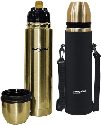 Pinnacle Thermo Stainless Steel Thermos, Leak Proof, 24 Hours Hot/Cold Insulation Palladium Gold 500 ml Flask(Pack of 1, Gold, Black, Steel)