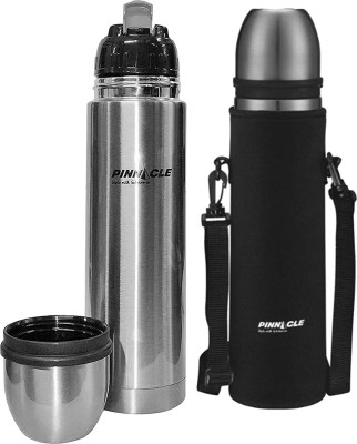 Pinnacle Thermo by Pinnacle Palladium Silver, Hot and Cold for 24 hours, 1000 ml,, Flask 1000 ml Flask(Pack of 1, Silver, Steel)