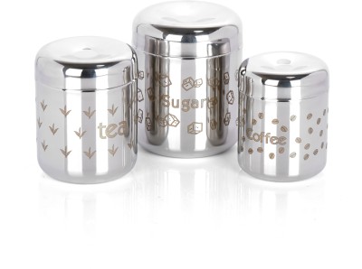 Gurukrupa Steel Tea Coffee & Sugar Container  - 1.35 L(Pack of 3, Silver)