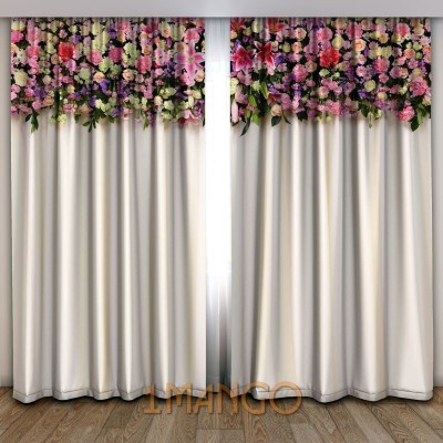 s23 274 cm (9 ft) Polyester Room Darkening Long Door Curtain (Pack Of 2)(Floral, White, White, White)
