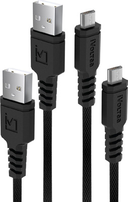 iVoltaa Micro USB Cable 3 A 1 m Fishnet Design(Compatible with Mobiles, Tablets, Power Bank, Camera etc, Black, Pack of: 2)