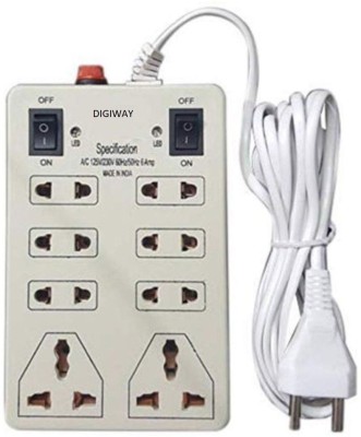 Digiway Mini 8 Sockets 2 Switches (Cord Length:- 2 Meters) 6 A Three Pin Socket