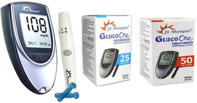 Dr. Morepen Blood Sugar Glucose checking machine(with 10 Free Swabs)(Glucometer+lancet+lancing device +25 Strips+50 Strips) Glucometer Glucometer(Grey/Black) Dr. Morepen Blood Sugar Glucose checking machine(with 10 Free Swabs)(Glucometer+lancet+lancing device +25 Strips+50 Strips) Glucometer Glucometer(Grey/Black)