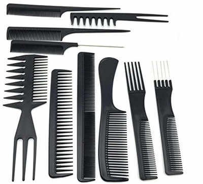 J & F 10-Pcs Professional Hair Comb Set For Cutting