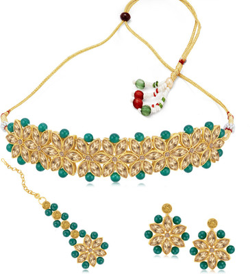 Sukkhi Alloy Gold-plated Green Jewellery Set(Pack of 1)