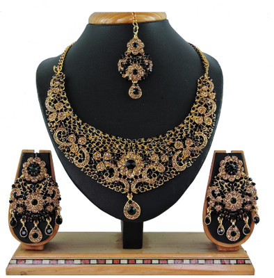 VATSALYA creation Alloy Gold-plated Black Jewellery Set(Pack of 1)
