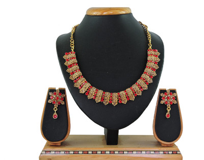 VATSALYA creation Alloy Gold-plated Red Jewellery Set(Pack of 1)