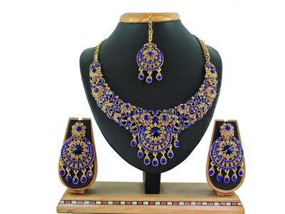 KAHAR CREATION Alloy Gold-plated Blue Jewellery Set(Pack of 1)