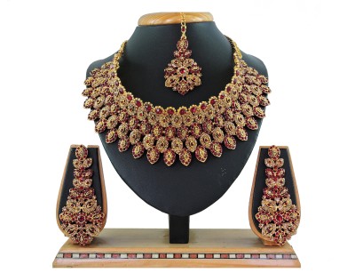 KAHAR CREATION Alloy Gold-plated Maroon Jewellery Set(Pack of 1)