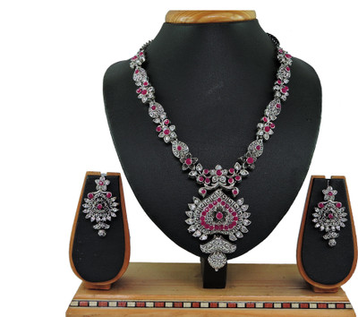 VATSALYA creation Alloy Gold-plated Ruby Red Jewellery Set(Pack of 1)