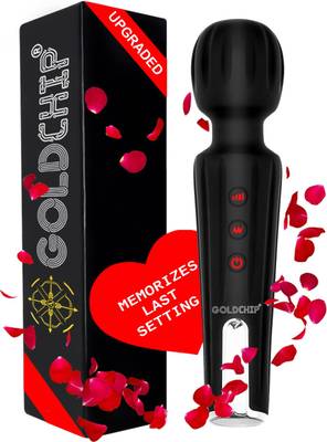 GoldChip (INDIA)-Micro Personal Body Wand Massager (Vibrator) For Women &amp; Men | ONLY HEAD VIBRATION | MEMORIZES LAST USED SETTINGS | WATERPROOF | 1 YEAR WARRANTY | MADE IN INDIA | - Magic Massager  (Black)