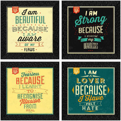 saf Set of 4 Framed Digital Reprint 19 inch x 19 inch Painting(With Frame, Pack of 4)