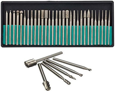 uptodatetools Diamond Burr Bit, Grinder Carving Set for Rotary Tools 30 Pieces with 6pcs 1/8 Inch Shank HSS Router Bit Rotary Burr File Set Milling Drill Cutter Rotary Bit Set Rotary Bit Set (36 Bits) Diamond Burr Bit, Grinder Carving Set for Rotary Tools 30 Pieces with 6pcs 1/8 Inch Shank HSS Route