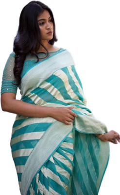 PARAMPARA CREATION Woven Kanjivaram Pure Silk Saree(Blue)