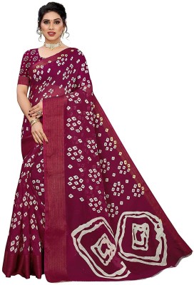 Saadhvi Printed Bhagalpuri Cotton Silk Saree(Pink)
