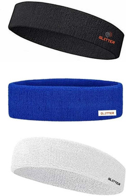 Glitter Non Slip Moisture Wicking Work Out Cotton Headband For Men's & Women's Headband Head Support(Black, Blue, White)