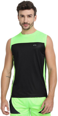 FTX Colorblock Men Round Neck Black T-Shirt