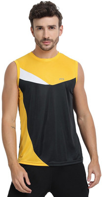 FTX Colorblock Men Round Neck Black T-Shirt