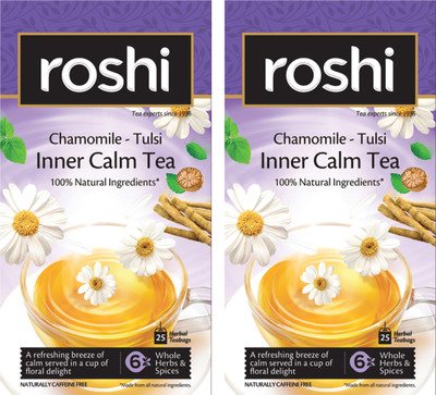 ROSHI Unwind & Relax Combo of Inner Calm Tea | Pack of 2 |(50 tea Bags)| With Goodness of Chamomile, Tulsi and Giloy for Relaxation Chamomile Herbal Tea Bags Box(2 x 25 Bags)