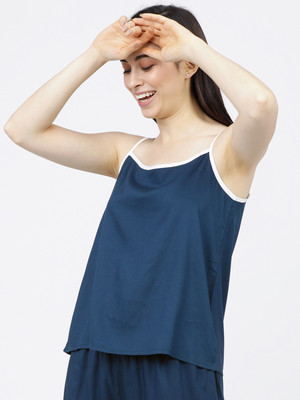 Tokyo Talkies Casual Solid Women Blue Top