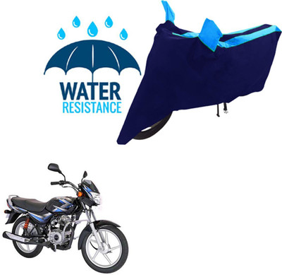 Mdstar Waterproof Two Wheeler Cover for Bajaj(Platina, Black, Blue)