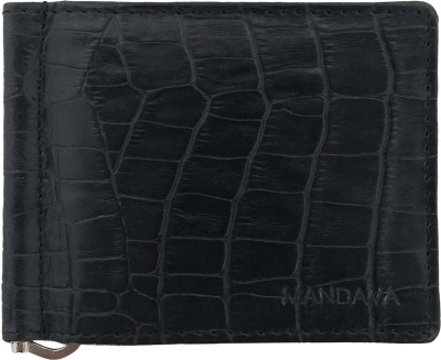 MANDAVA Men Casual, Formal, Travel, Trendy Black Genuine Leather Money Clip(6 Card Slots)