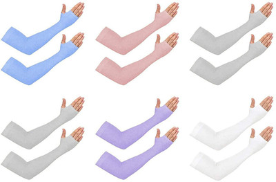 zaysoo Nylon Arm Sleeve For Men & Women(Free, Blue, Pink, Grey, Grey, Purple, White)