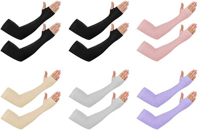 zaysoo Nylon Arm Sleeve For Men & Women(Free, Black, Black, Pink, Beige, Grey, Purple)