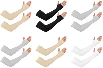 zaysoo Nylon Arm Sleeve For Men & Women(Free, Beige, Black, Grey, Grey, Beige, White)