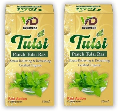 VD Ayurveda Tulsi Panch Tulsi Ras | Stress Relieving | Refreshment | Soar Throat | Chronic Fever | Constipation | Acidity | General Diabetes(Pack of 2)