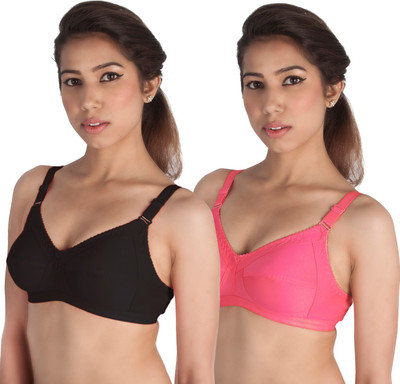 Shyam Sons FLAIR Women Full Coverage Non Padded Bra(Black, Pink)
