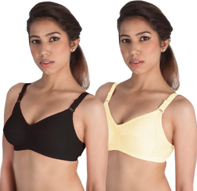 Shyam Sons FLAIR Women Full Coverage Non Padded Bra(Black, Yellow)