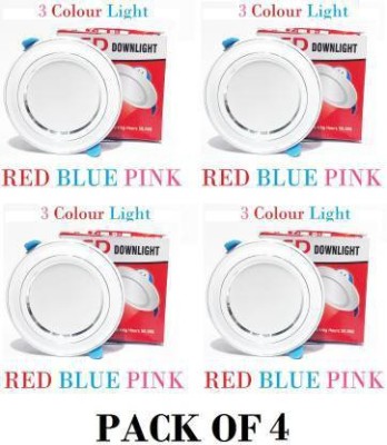 Nightstar 9w 3 Colour in 1 Metal Ceiling Light Pack of 4 Recessed Ceiling Lamp(Multicolor)
