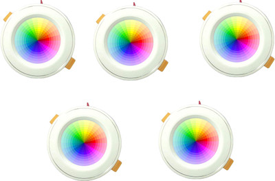 Nightstar 9w 3 Colour in 1 Ceiling Light 5 Pcs Recessed Ceiling Light Ceiling Lamp(Multicolor)