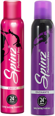 Spinz Exotic and Enchante Deodorant Body Spray Pack of 2 Combo (150ML each) Deodorant Spray  -  For Women(300 ml, Pack of 2)