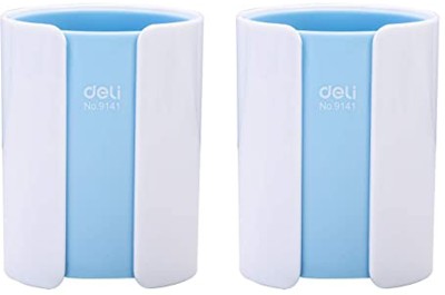 Deli 2 Compartments PS Pen Stand(Blue)