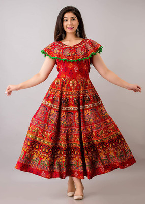 Drashti Textiles Anarkali Gown(Red)
