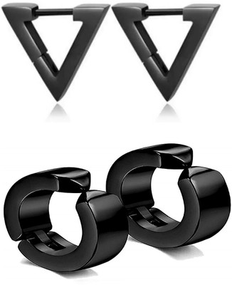 Ruhi Collection Combo of Triangle Black + Black NP Metal Huggie Earring