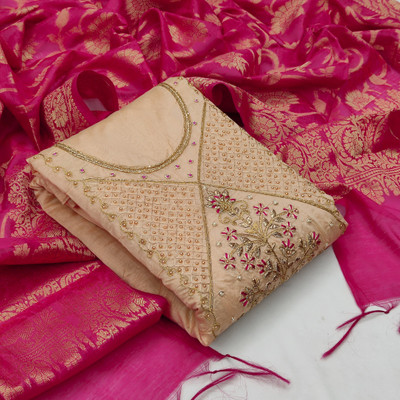 Shadow & Saining Chanderi Self Design Salwar Suit Material