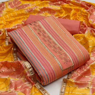 Shadow & Saining Cotton Blend Embroidered Salwar Suit Material