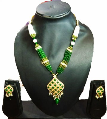 NIKYANKA Brass Gold-plated Gold, Green Jewellery Set(Pack of 1)