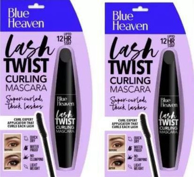 BLUE HEAVEN Water Proof Long Lash Walk Free Curling Mascara (PACK OF 2) 12 ml (BLACK) 12 ml(Black)