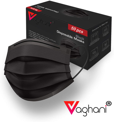 Vaghani 50Pcs With Nose Pin Black Units With Nose Pin Disposable Iso Mark 3 Ply Pharmaceutical Breathable Surgical Pollution Face Mask Respirator with 3 Layer For Men, Women, Kids ( 3 Layer ) 3 Ply Surgical Mask (50 Piece) ( Black )( With Pin ) Surgical Mask With Melt Blown Fabric Layer(Black, Free  Vaghani 50Pcs With Nose Pin Black Units With Nose Pin Disposable Iso Mark 3 Ply Pharmaceutical Breathable Surgical Pollution Face Mask Respirator with 3 Layer For Men, Women, Kids ( 3 Layer ) 3 Ply Surgical Mask (50 Piece) ( Black )( With Pin ) Surgical Mask With Melt Blown Fabric Layer(Black, Free