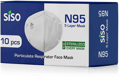 SISO N95 5 Layer Face Mask FFP2 (Pack of 10) - ISI Mark/BIS Certified Reusable(White, Free Size, Pack of 10)