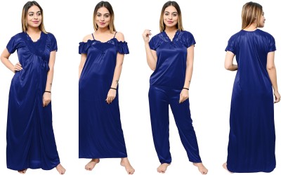 VastavaFashion Women Nighty Set(Dark Blue)